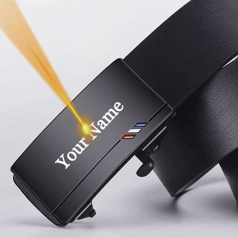 Personalized Men's Custom Engraved Name PU Leather Belt, Automatic Alloy Buckle Business Waistband, Gift for Father's Day Y260225