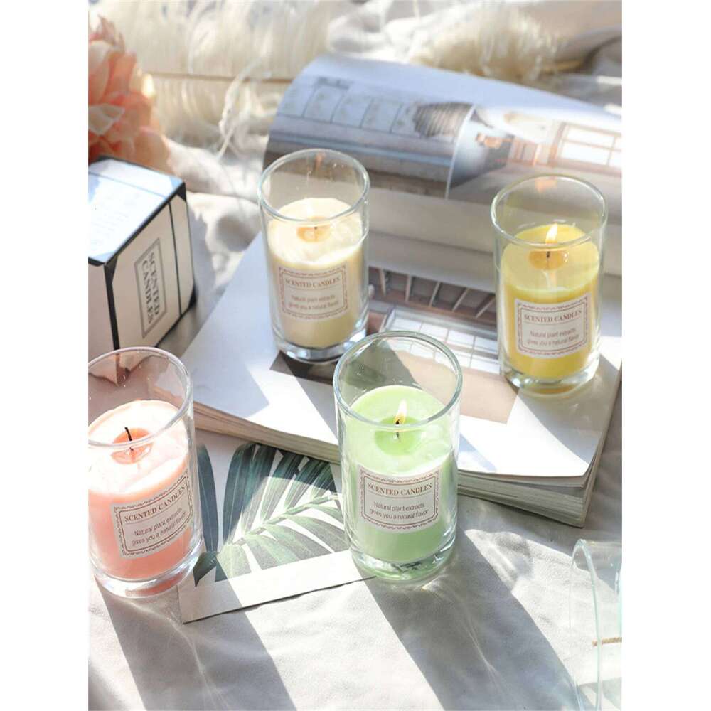 Use Smoke-Free Plant Wax Aromatherapy Candle Romantic Glass Cup Colorful Fragrance Home Decorative Candles H260225