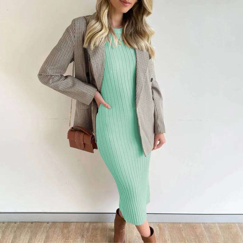 Dresses for Women 2025 Leisure Beach Fashion Sleeveless Round Neck Split Rib Tight Wrap Hip Dress Woman Clothing Vestidos XJ260225