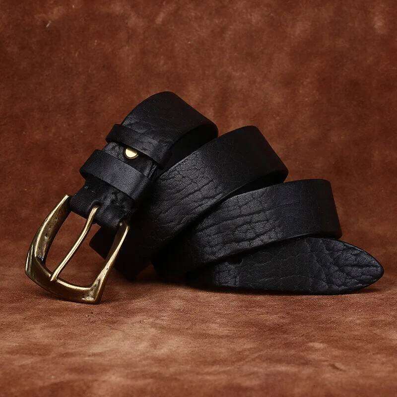 3.8CM Men High Quality Genuine Leather Belt Luxury Copper Buckle Belts Thickening Pure Cowskin Vintage Strap Male Jeans for Man Y260225