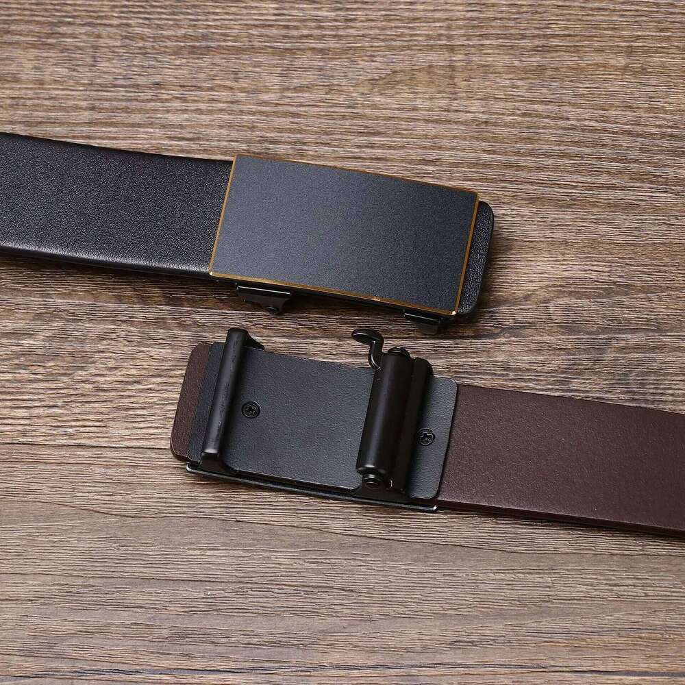 3.5CM Thick Cowhide Genuine Leathe Jeans Business Toothless Automatic Buckle Belt Men High Quality Luxury Male Strap Cintos Y260225