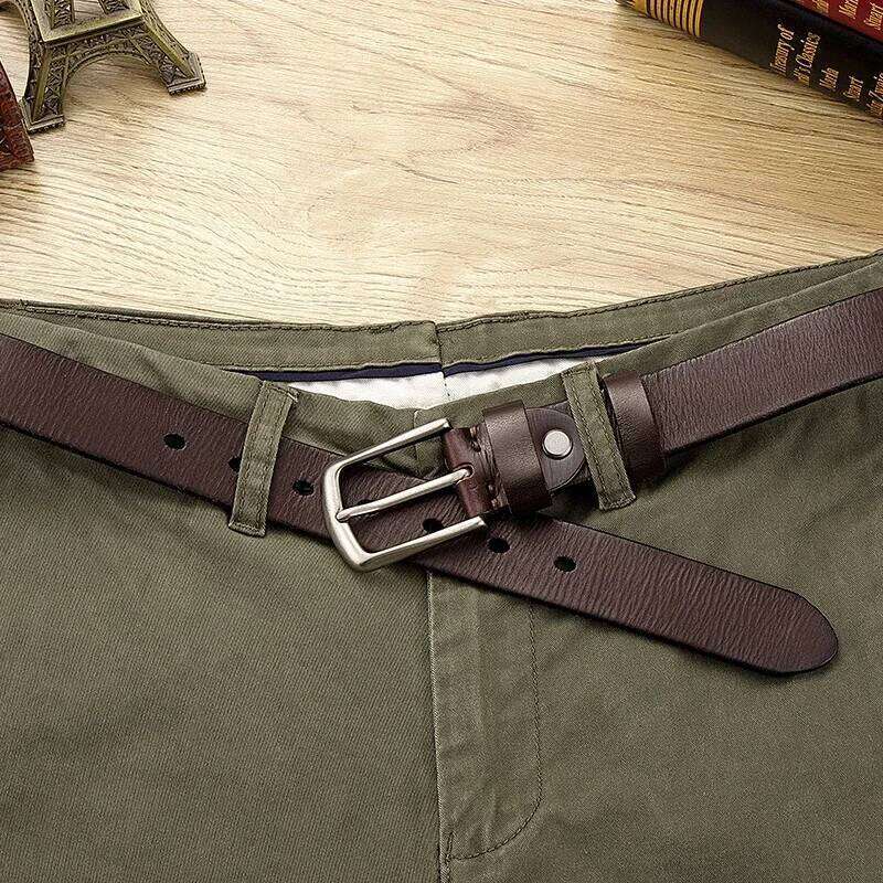 Belt genuine leather first layer cowhide needle buckle youth simple casual rivet retro women's belt men's handmade Y260225