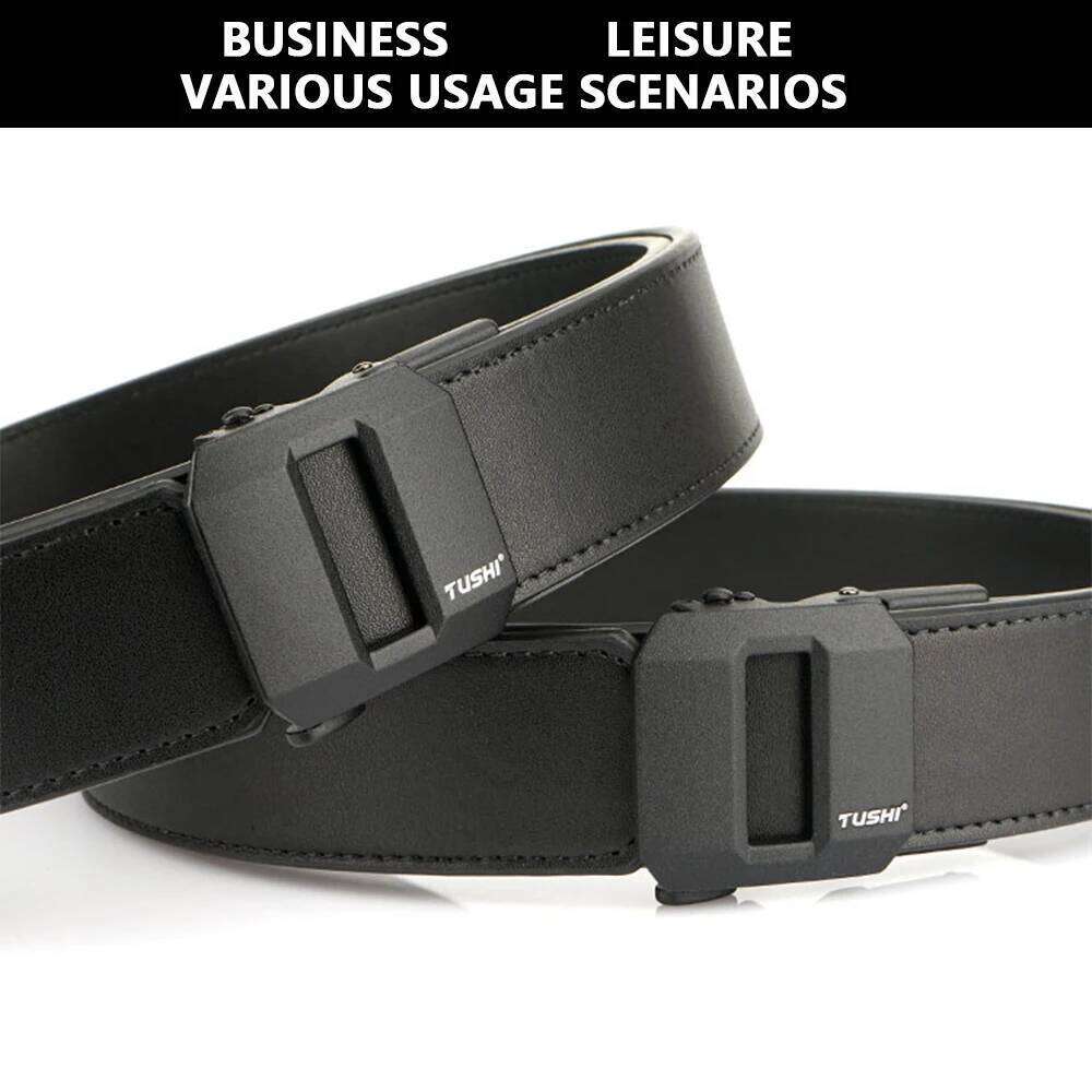 TUSHI Official men Leather Tactical Golden Alloy Buckle Natural Cowhide Jeans Belt Trouser Military Girdle IPSC Accessories Y260225