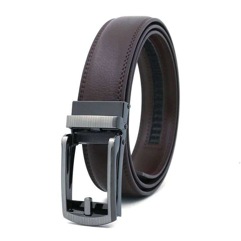 Men's Click Belt automatic buckle 130cm 140cm Comfort Leather Ratchet Dress with Slide Buckle -Adjustable Trim to Fit 120cm Y260225