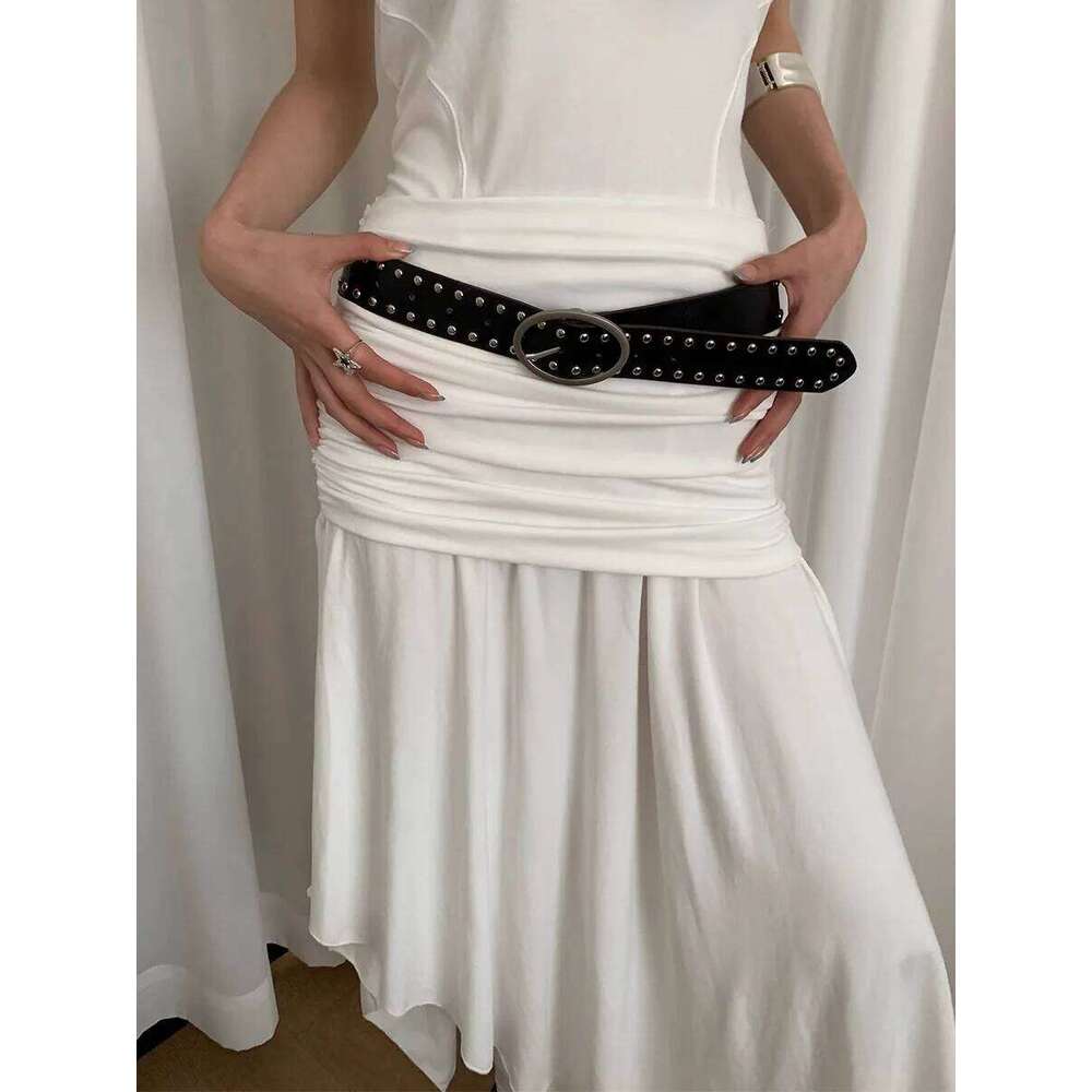Bohemian Rivet Women 2024 New High-End Design Niche With Dress Y2K Belt Trend Y260225