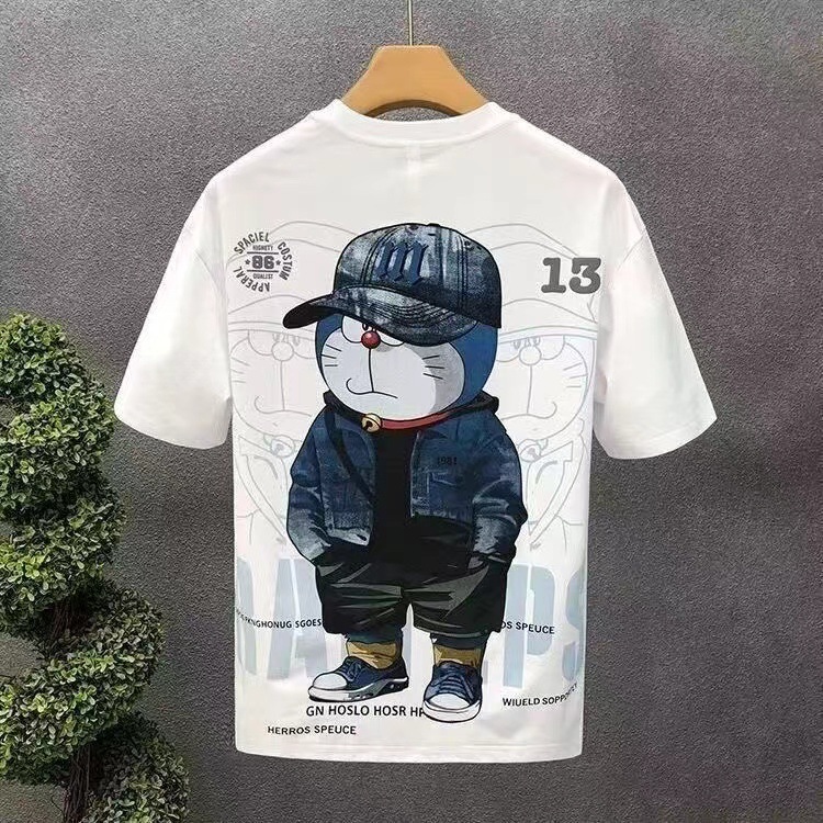 2026 New Design Dingtang Cat - Japanese Style Men's Summer Cartoon Short-sleeved T-shirt - Luxury Fashion Brand Trendy T-shirt, Men's Lightw