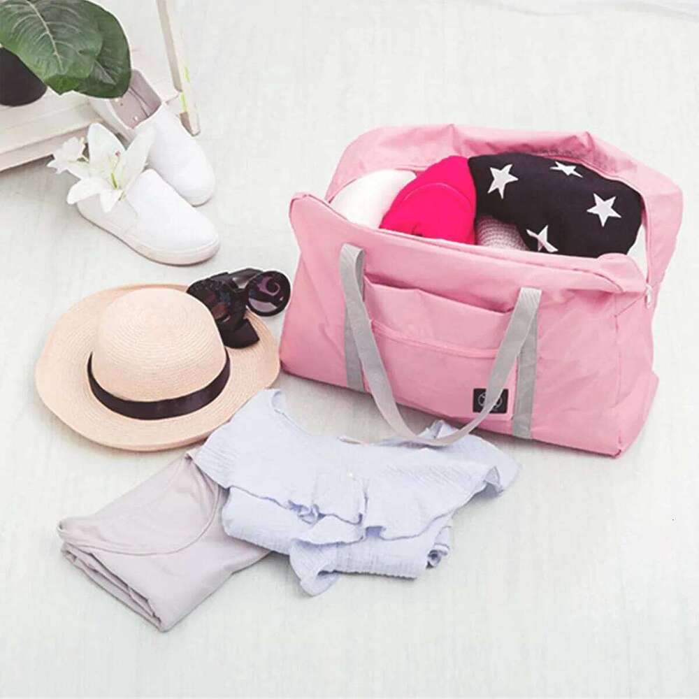 1pc-Solid Color Waterproof Folding Travel Lightweight and Large Capacity Luggage Storage Bag Y260225