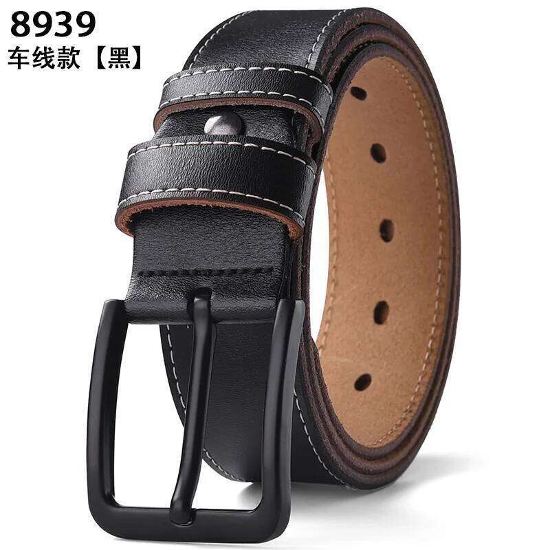 Men's Genuine Leather Pin Buckle Waistband Large Size 105-140 150 160 170cm Cowhide Retro Belt Handmade Casual Trend Waist Strap Y260225