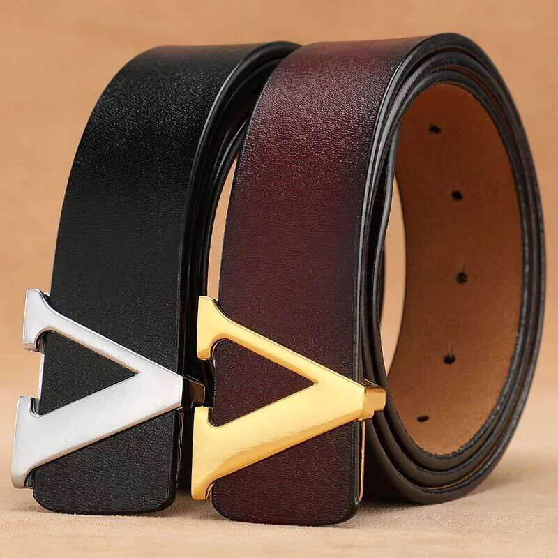 New Retro Smooth Buckle Men's Oversized Leather Pure Cowhide Letter Belt Designer Belts Men High Quality Y260225