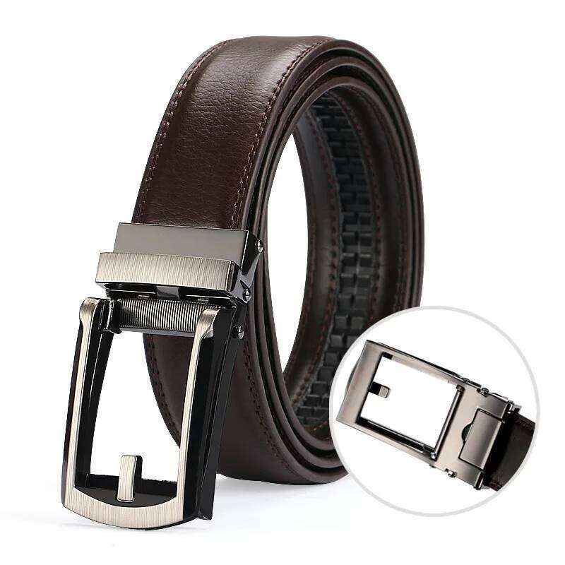 High Quality Faux Leather Men's Belt Waist Strap Male Automatic Belts for Men Alloy Buckle 3.1cm Black Brown Y260225