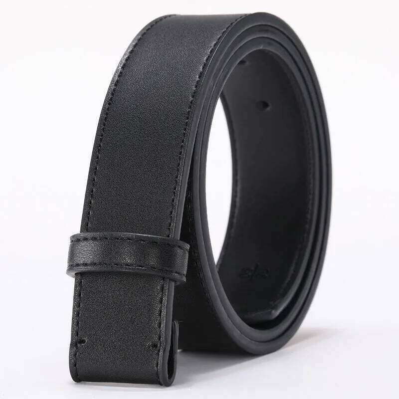 Men and women Black Cowskin Belt Body Leather Craft Apparel Waistband Accessories Business Belts no buckle Y260225