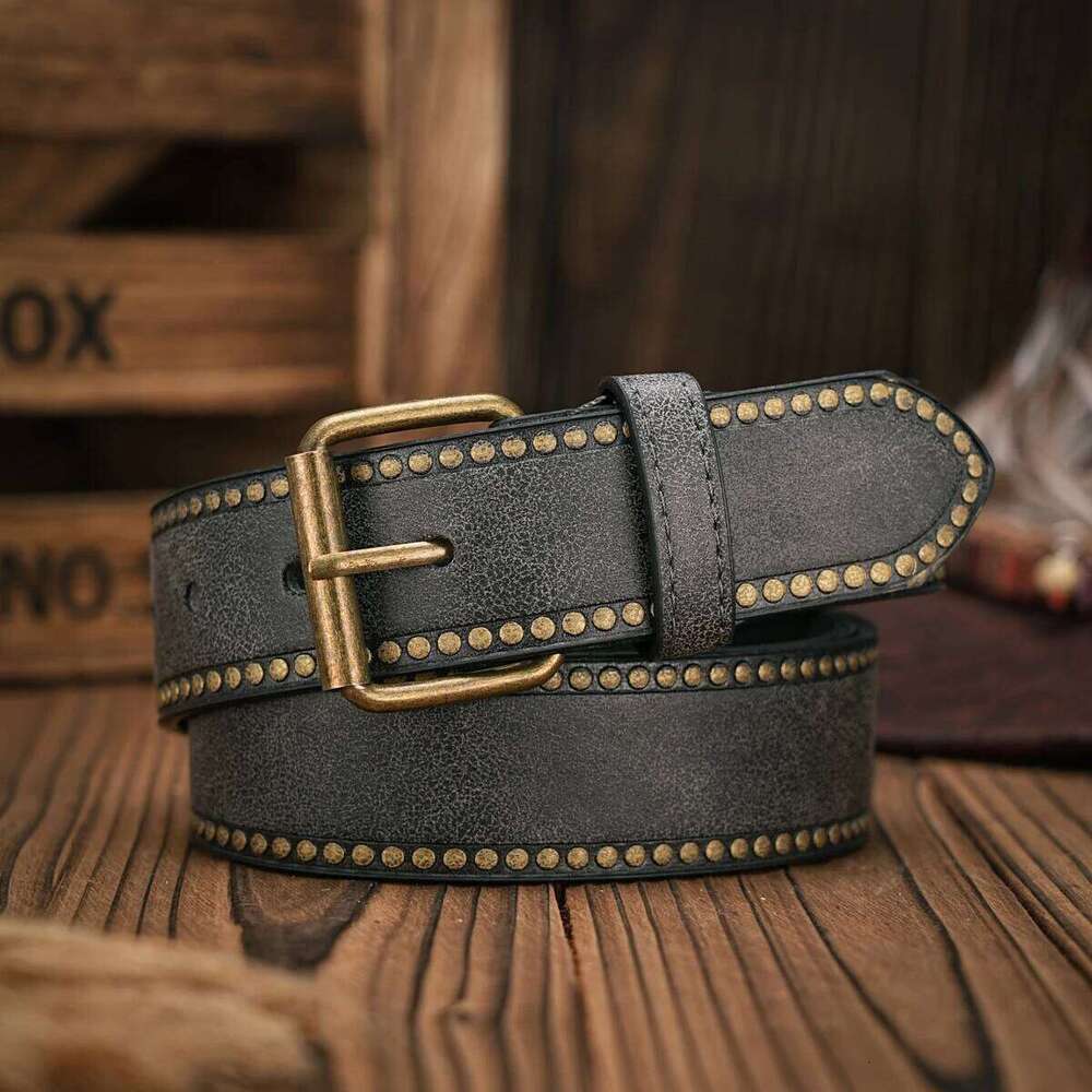 A men's and women's retro metal buckle casual style multi-color PU belt suitable for daily leisure four seasons send punch nail Y260225