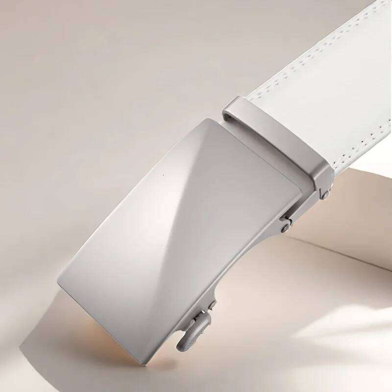 Men Leather Waist Straps Belts Weddings/Business Men's White Automatic Buckle Elegant Formal Belt Gift for Husband/Dad Y260225