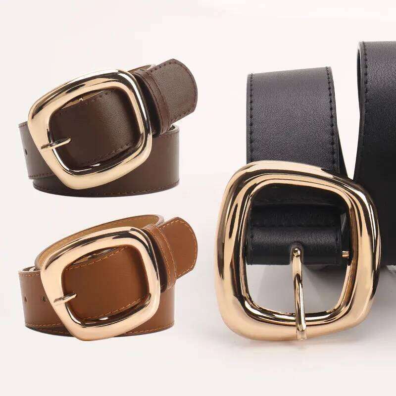 New Versatile Trapezoidal Buckle Wide Women's Fashionable Commuting Casual Style Paired with Jeans Clothing Belt for Women Y260225