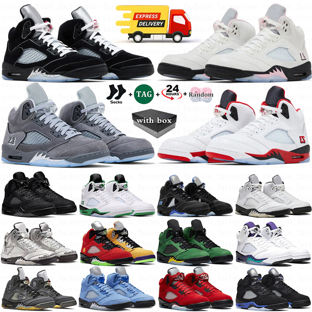 With box Basketball Shoes 5 5s Sneakers For Men Black Metallic Reimagined Fire Red Medium Soft Pink Muslin Racer Blue Aqua Mens Outdoor Trainers Sports 2026