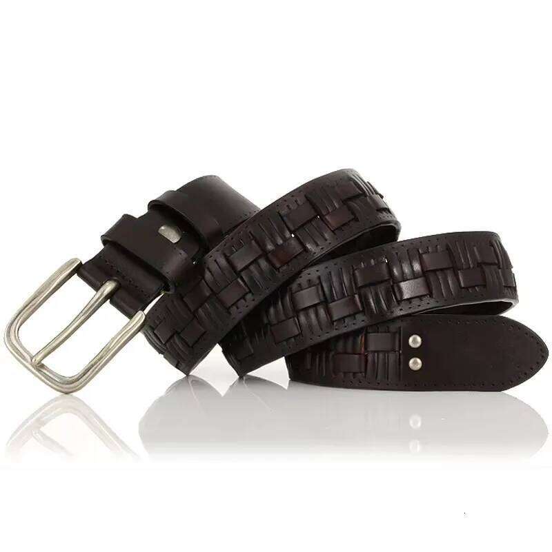 Genuine leather braided man Fashion belts luxury design waist strap male Quality first layer cow skin belt for jeans Y260225