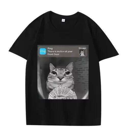 There Is Motion At Your Front Door Funny Silly Cat Meme Men Women Oversized Cotton Short Sleeve Summer Unisex Tops T Shirt C260225