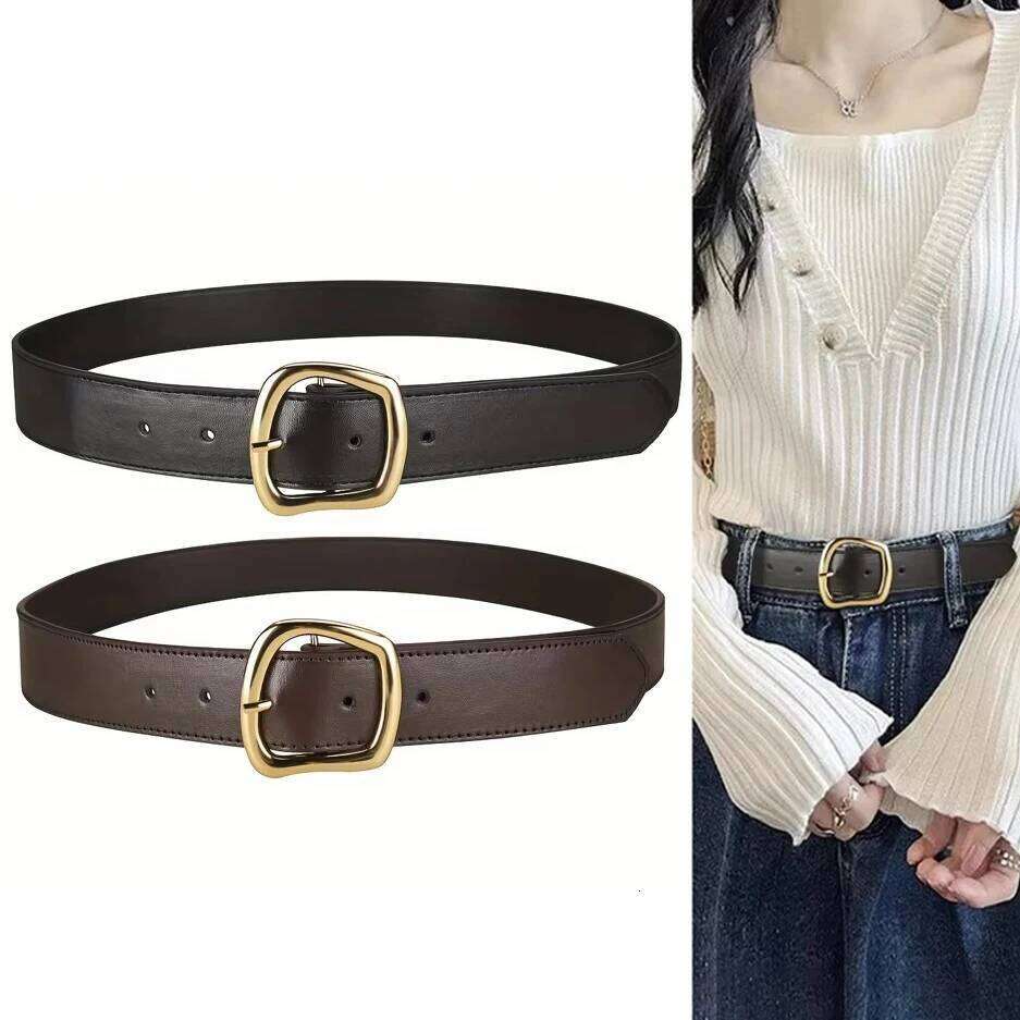 1PC New Women's Fashion Pin Buckle Genuine Luxury Soft PU Leather Belt with Cargo Pants Jeans BeltFor Men Women Y260225