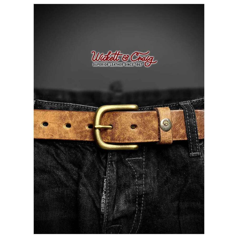 Niche Takahashi Logo Men's Vegetable Tanned Pure Cowhide Retro Casual Belt, Handmade Leather Jeans Belt Y260225