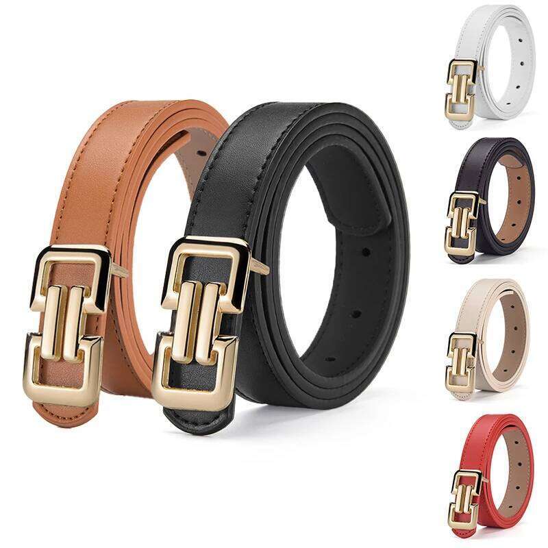 1-3pcs Simple Retro Color PU Paired With Women's Dress Wide-leg Pants Fashionable Smooth Buckle Belt Design Y260225