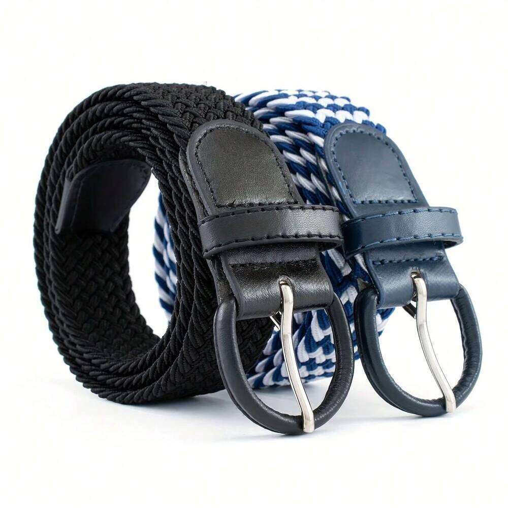 1Pcs Luxury Men's Elastic Woven Casual Sports Canvas Golf Belt Adjustable Waistband Y260225
