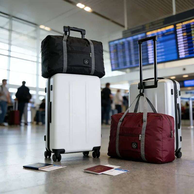 2 Pack Foldable Duffel Carry on Weekender Overnight Gym Tote for Women Men Hospital Luggage Travel Bag Y260225