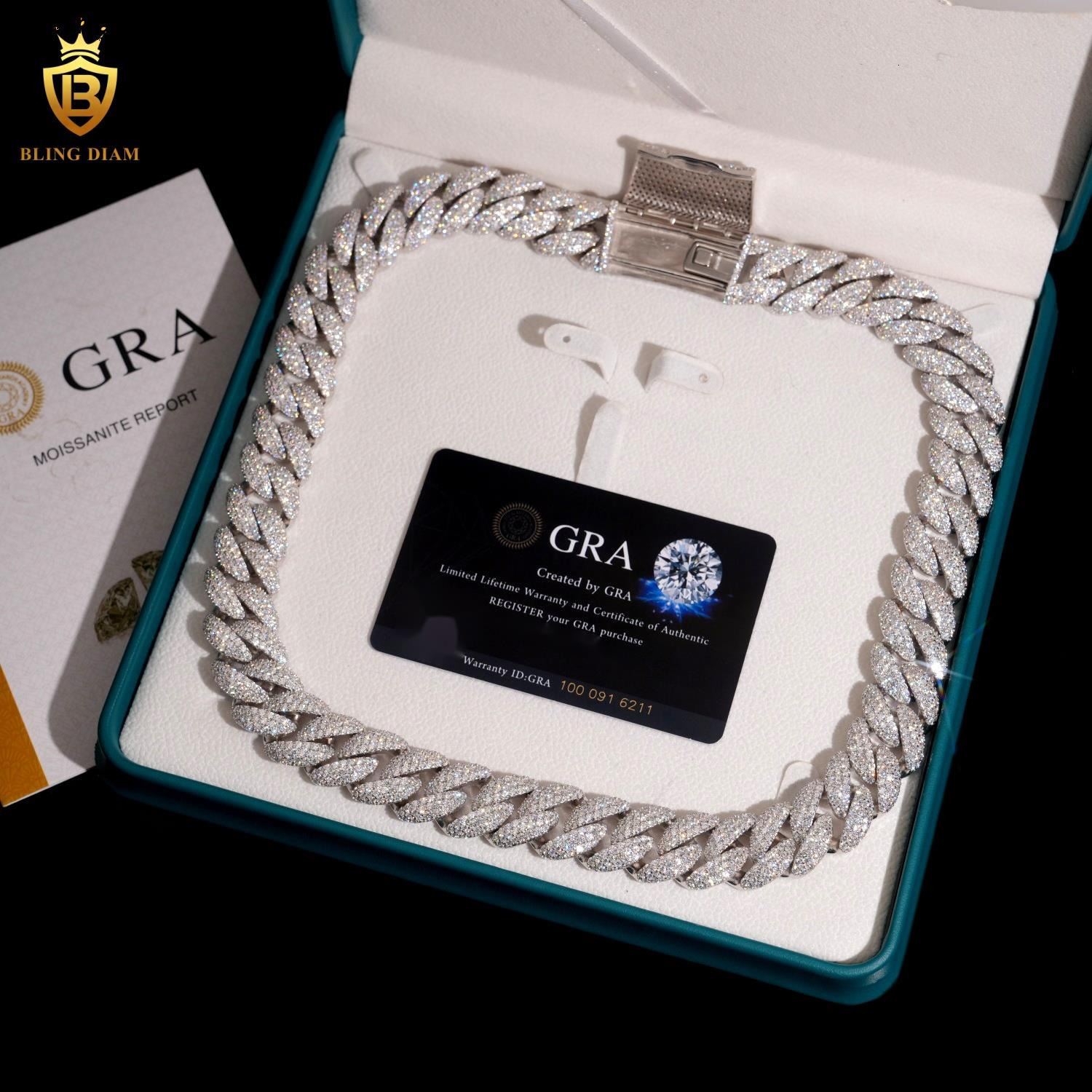 18mm Iced Out Miami Luxury Big Cuban Link Chains Pass Diamond Tester Hip Hop Rapper 925 Sterling Silver Vvs Real Moissanite