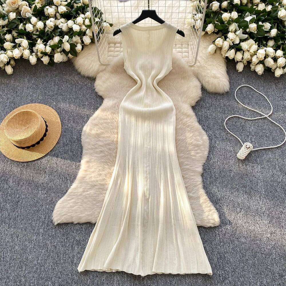 YuooMuoo Brand Fashion Luxury Single-breasted Maxi Women Sleeveless Wrap Hip Bodycon Summer Dress Elegant Party Vestidos XJ260225