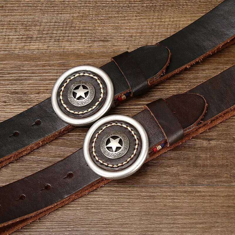 3.8CM Genuine Leather Belts for Men Thickened Head Layer Pure Cowhide Smooth Buckle High Quality Jeans Cowboy Male Belt Luxury Y260225