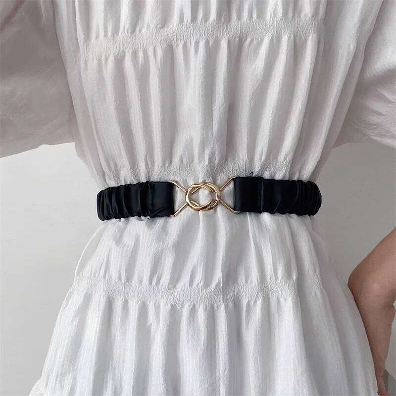 Fashion corset Belt for women plus size elegant high-end luxury brands Elastic cummerbund Black Desiner Women's belt female Y260225