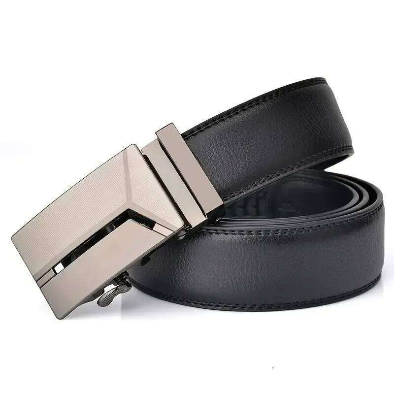 Fashionable Business Men's Authentic Luxury Brand Automatic Buckle Waistband Leather Soft Male Belt with Casual Pants Jeans Y260225