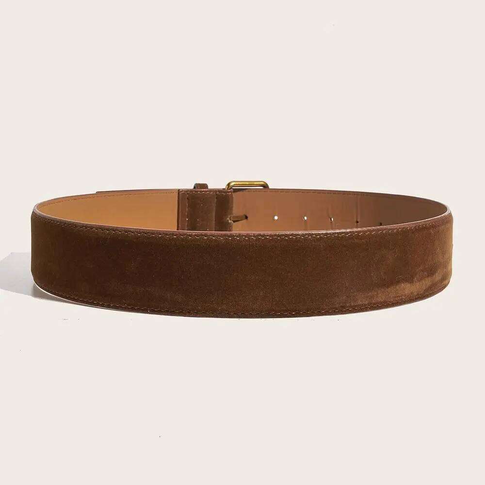 Women Luxury Design Suede Leather Wide Belt Casual Versatile Business Waist Strap Trendy Pin Buckle Waistband Y260225