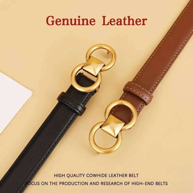Genuine Cowhide Leather for New Versatile Decorative Suit Belt Fashionable Black Trendy Jeans Belts women Y260225