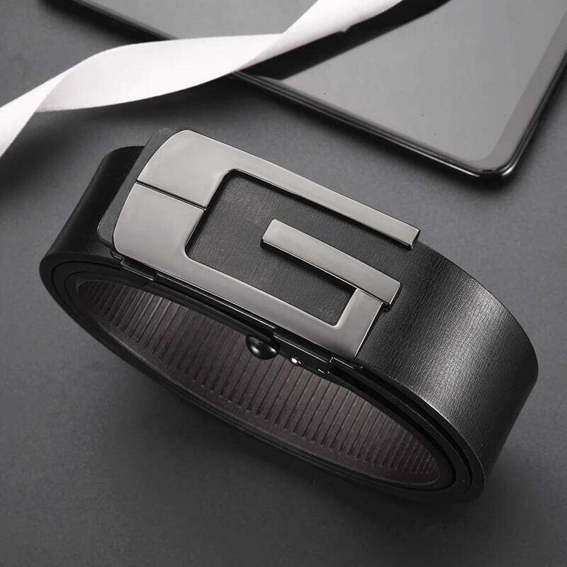 Fashionable and Simple G-shaped Metal Automatic Buckle High Quality Men's business Belt Suitable For Formal Occasions Y260225