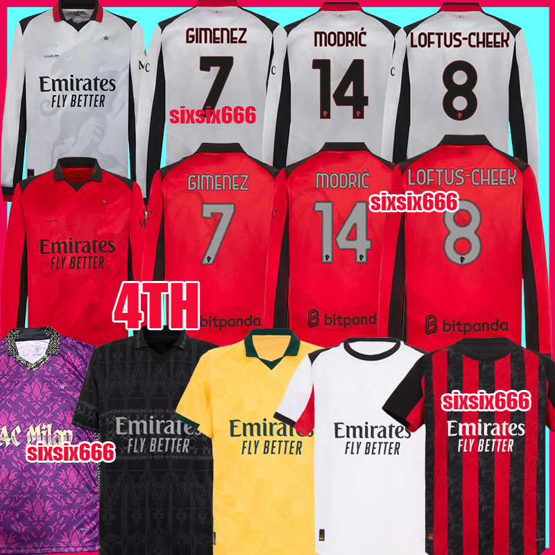 AC MilLAn 2026 27 Soccer Jerseys Red Silver soccer jerseys Maglia MODRIC Home Away Third THEO PULISIC ROMAGNOLI RAFA LEAO JOAO Fan Player Men Kids Football shirts