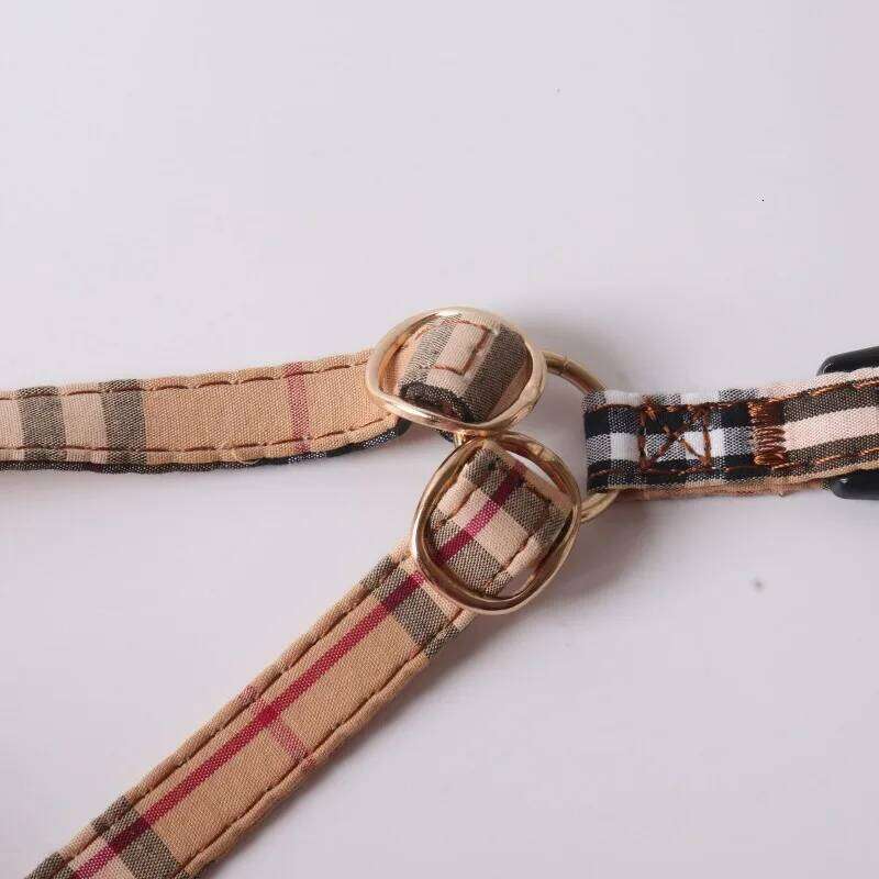 New Dog Harness Set For Small And Medium Dogs Adjustable Plaid Bow Vest Double Hook Leash Pet Supplies Puppy