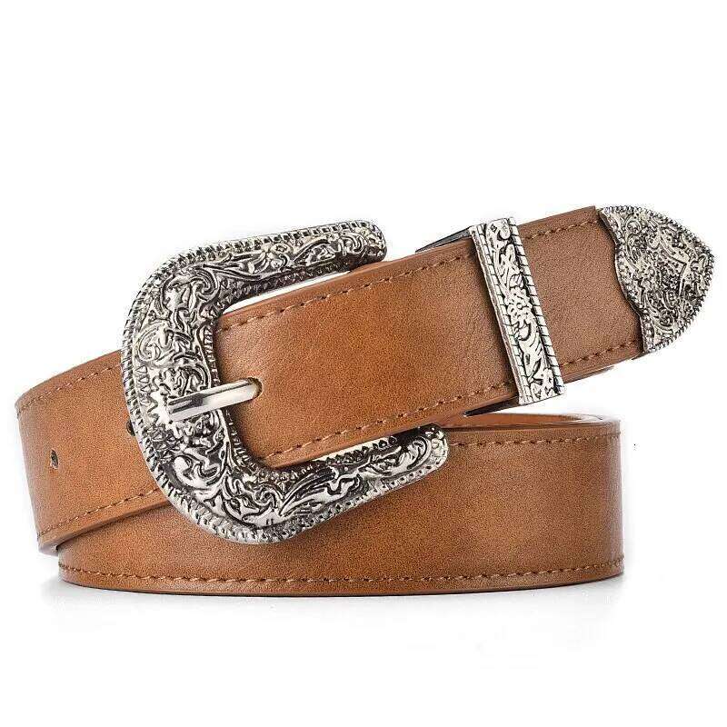 Women'S Vintage Carved Needle Buckle Men'S Punk Hip Hop Rock Style Jeans Y2K PU Leather Cheap Belt Y260225