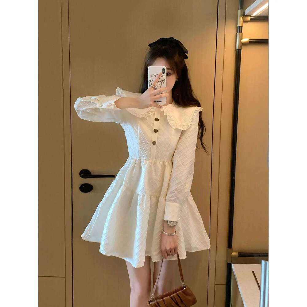 Waist Cinching Temperament Long Sleeved Dress for Children Spring Autumn French Style New Collar Design Niche and Unique XJ260225