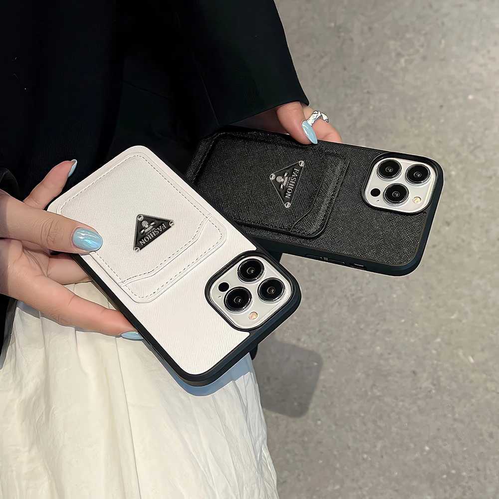 Triangle Decor Faux Leather Phone Case with Card Slot Slim Shockproof Protective CoverT260225