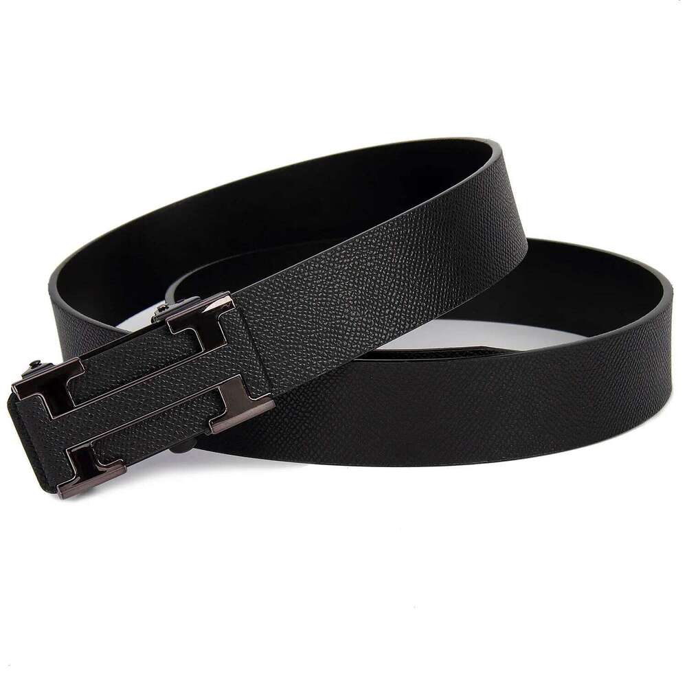 Famous-Style Men's Business Belt - Premium Durable Leather, Dark-Colored Metal Buckle, Luxurious Gift for Gifting Occasions Y260225