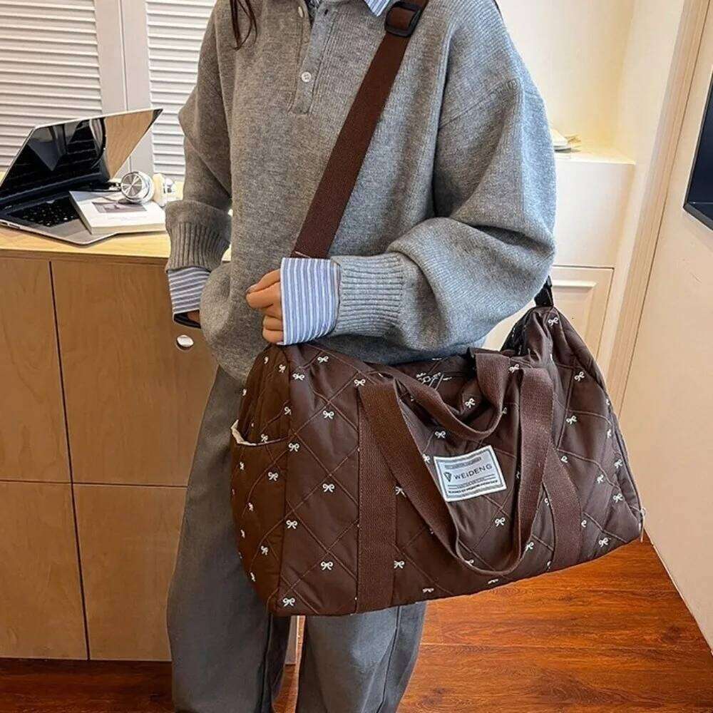 New Large Capacity Tote Bag Waterproof With Shoe Compartment Sport Bags Bow Multi-functional Handbags Travel Y260225