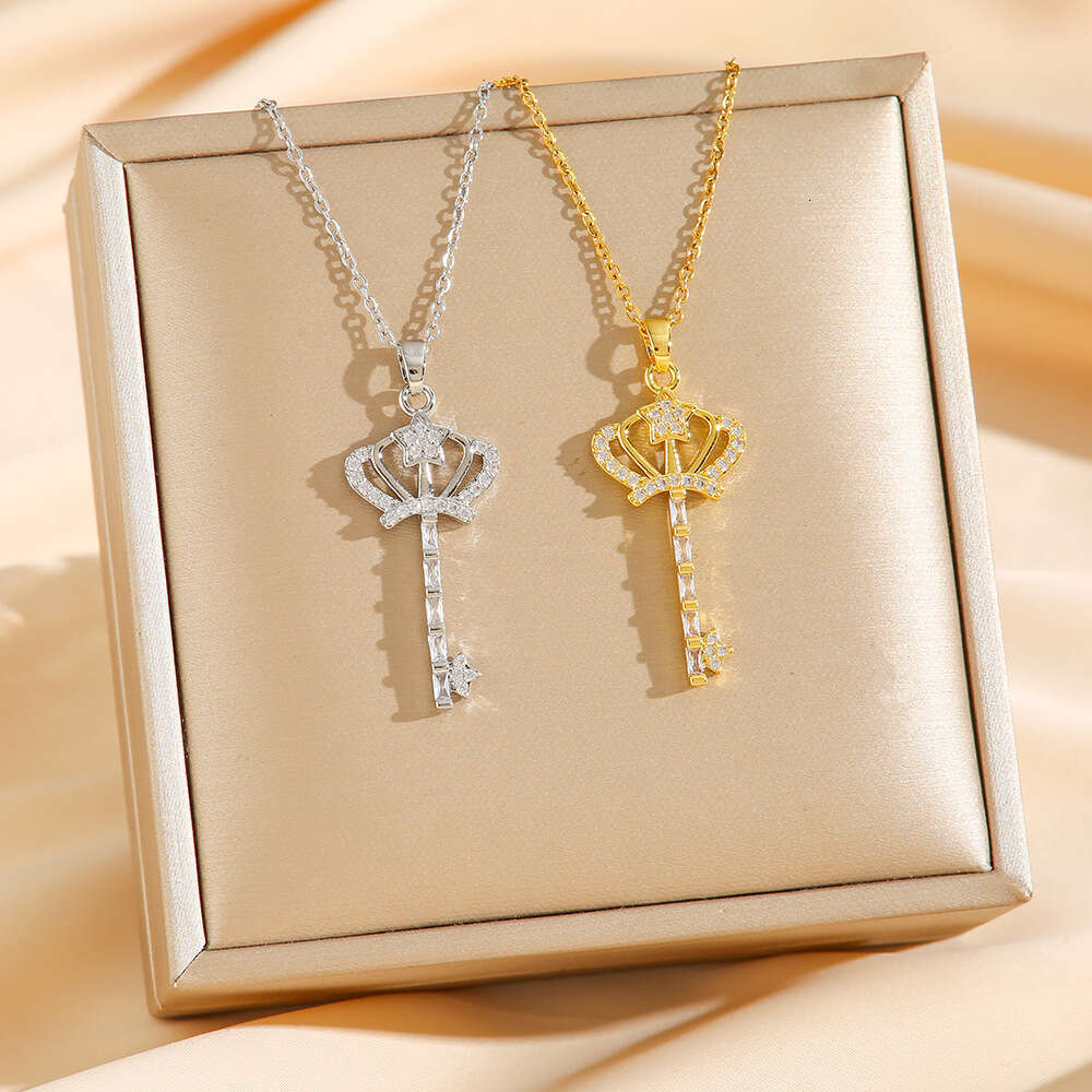 Crown Key Light Luxury Cross-Border Party Wedding Necklace for Women Popular Versatile Clavicle Chain