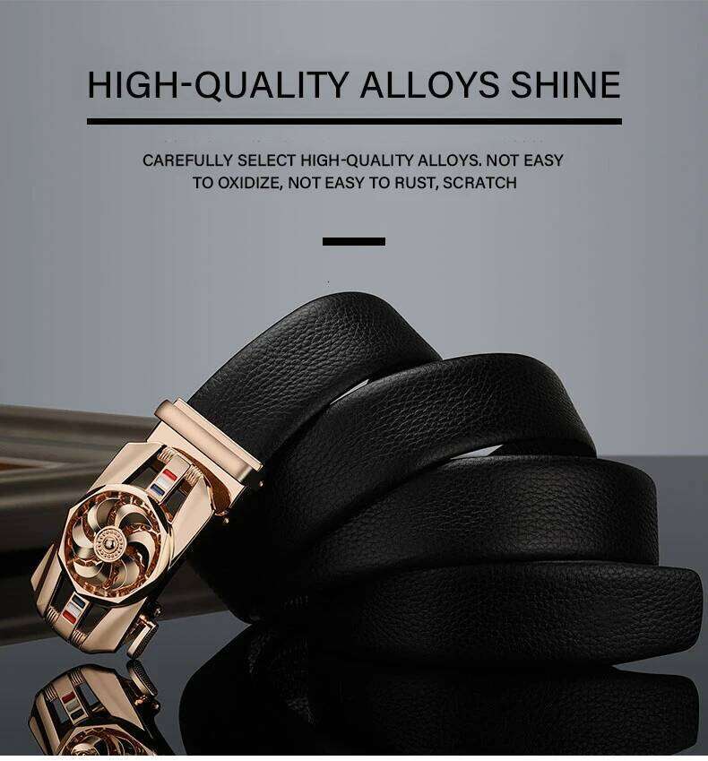 Mens Material Metal Rotatable Leather High Quality Men Business Belt Golden Waist Buckle Rhinestone De Y260225