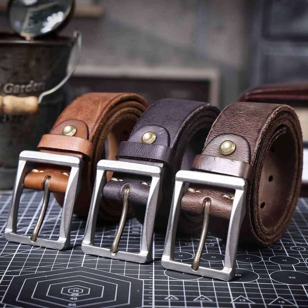 Genuine Men's Cowhide Belts Stainless Steel Buckle, Italian Thickened Leather With Box,Ideal Choice For Gift Y260225