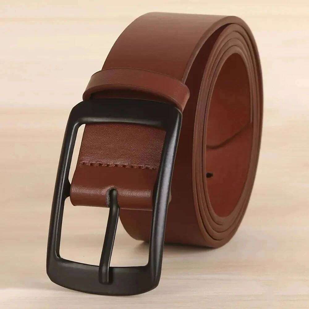1pc Men's Classic PU Leather High End Authentic Fashion Metal Buckle Women Paired with Jeans Belt Unisex Y260225