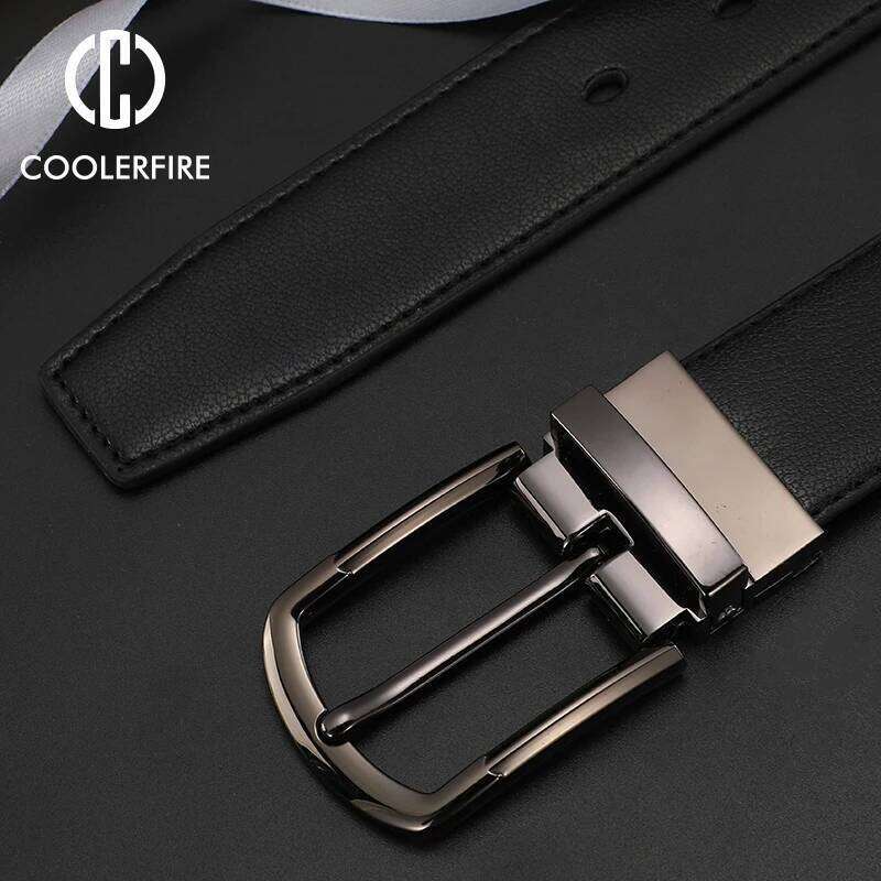 New Genuine Leather Belt 100cm 110cm 120cm 130cm 140cm 150cm Reversible Buckle Brown and Black Business Dress Belts for Men Y260225