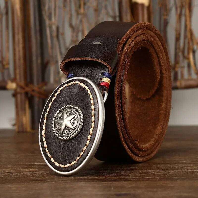 3.8CM Pure High Quality Genuine Leather Belts for Men Strap Male Thickened Head Layer Cowhide Smooth Buckle Jeans Cintos Y260225