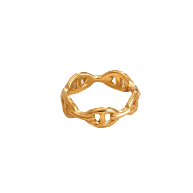 Pig Nose Jewelry Set designer 18K Gold Plated Titanium Steel Bracelet Ring Irregular C Shaped Open Bangle Vintage European American Fashion Jewelry Fo