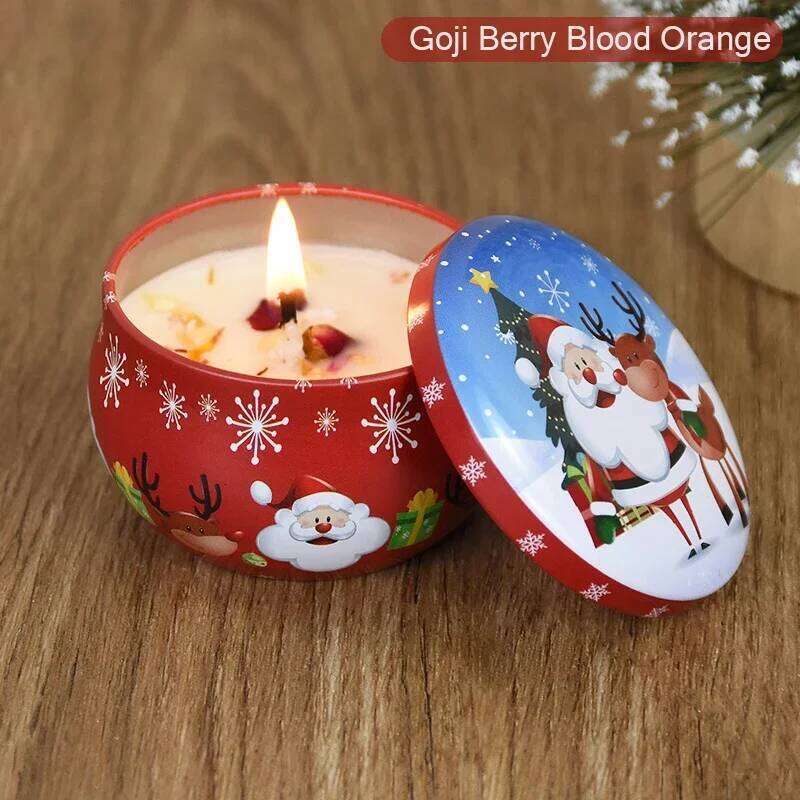 Candles Santa Claus Snowman Elk Tin Cans Candle Merry Christmas Decorations for Home Navidad Noel Xmas New Year Gifts H260225