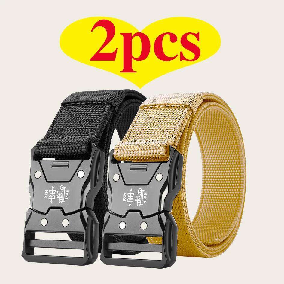 Two pieces of men's outdoor sports training fashionable and versatile trend belt, quick release symmetrical buckle belt Y260225